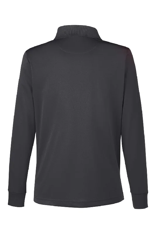 Harriton Womens Advantage Performance Moisture Wicking Long Sleeve Polo Shirt - Dark Charcoal Grey