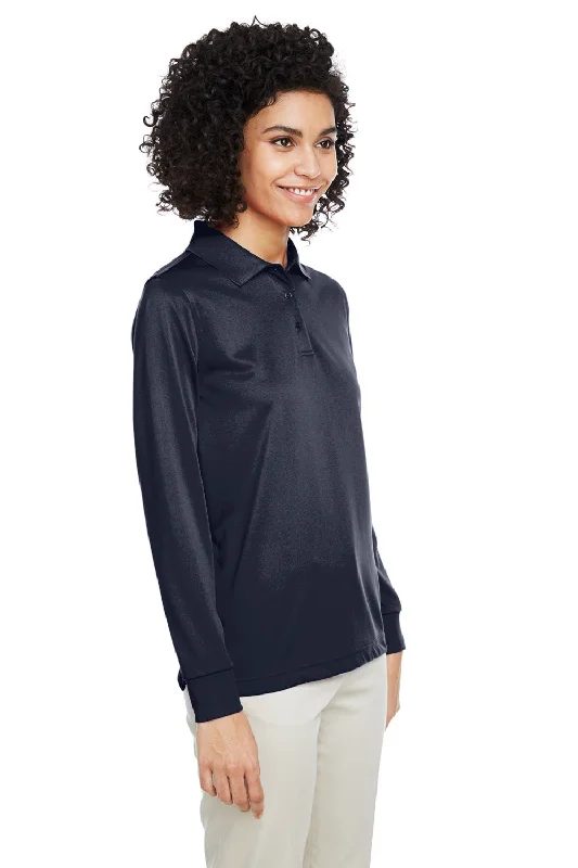 Harriton Womens Advantage Performance Moisture Wicking Long Sleeve Polo Shirt - Dark Navy Blue