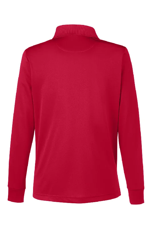 Harriton Womens Advantage Performance Moisture Wicking Long Sleeve Polo Shirt - Red