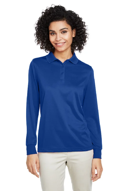 Harriton Womens Advantage Performance Moisture Wicking Long Sleeve Polo Shirt - True Royal Blue