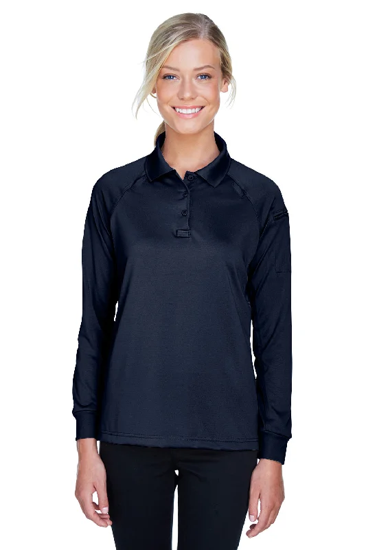 Harriton Womens Advantage Tactical Moisture Wicking Long Sleeve Polo Shirt - Dark Navy Blue