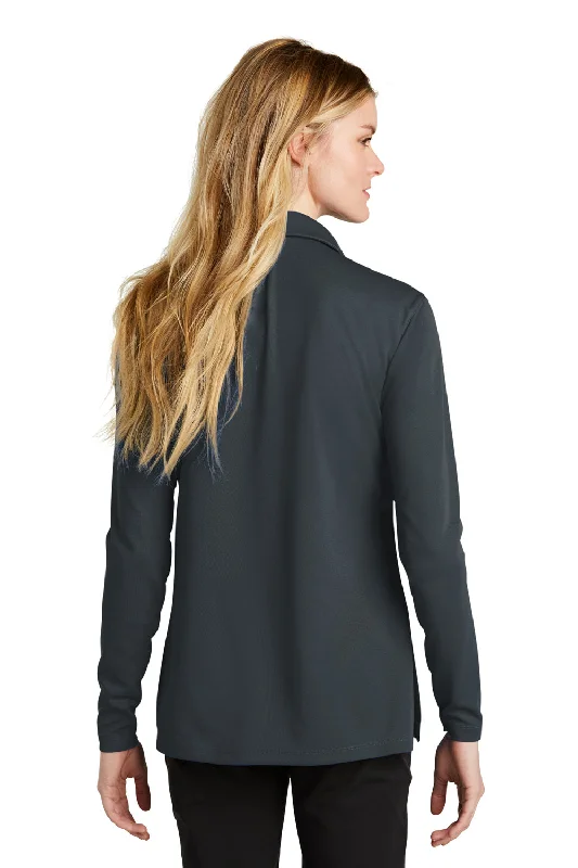 Nike Womens Dri-Fit Moisture Wicking Micro Pique 2.0 Long Sleeve Polo Shirt - Anthracite Grey