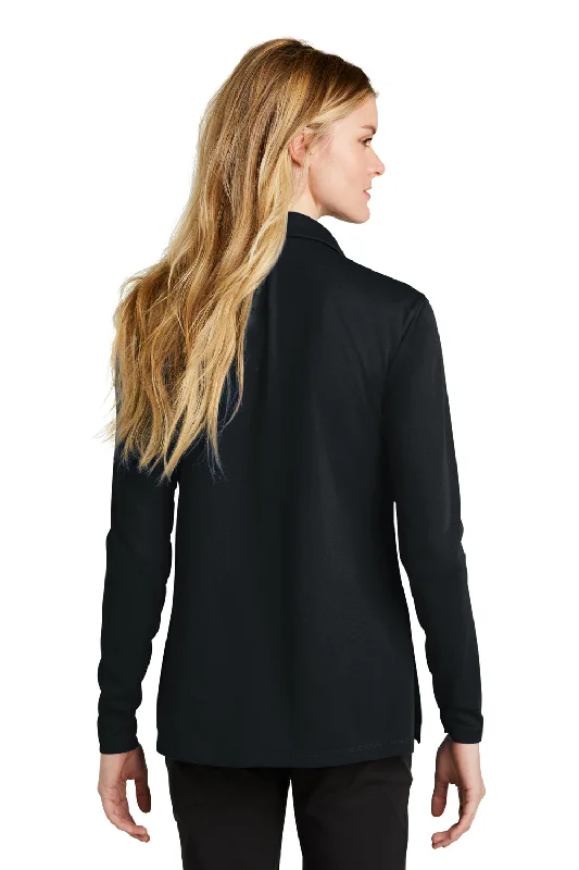 Nike Womens Dri-Fit Moisture Wicking Micro Pique 2.0 Long Sleeve Polo Shirt - Black