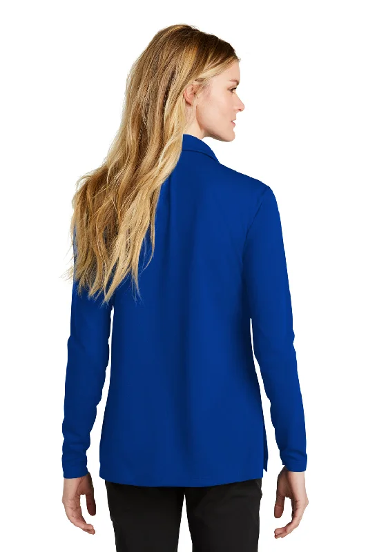 Nike Womens Dri-Fit Moisture Wicking Micro Pique 2.0 Long Sleeve Polo Shirt - Game Royal Blue