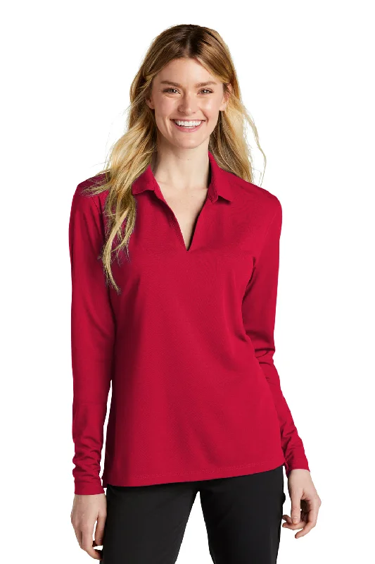 Nike Womens Dri-Fit Moisture Wicking Micro Pique 2.0 Long Sleeve Polo Shirt - University Red