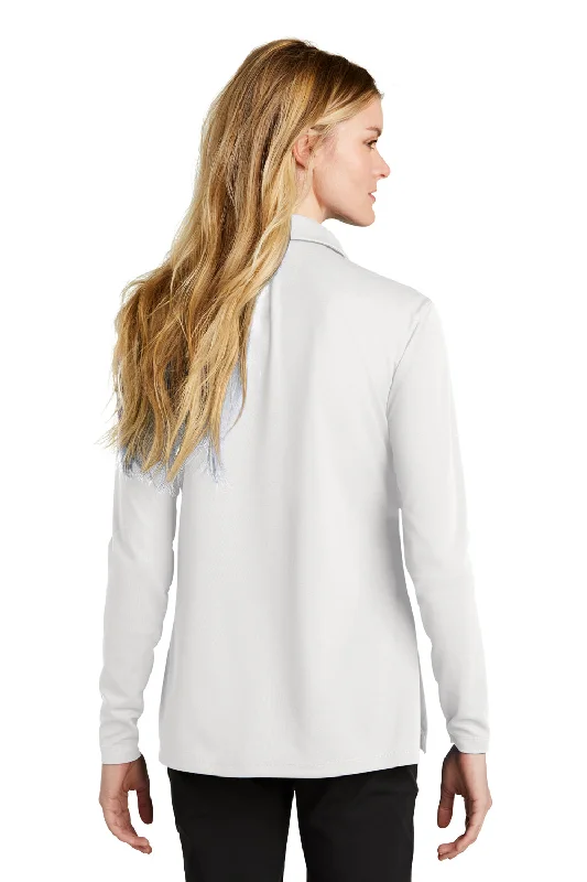 Nike Womens Dri-Fit Moisture Wicking Micro Pique 2.0 Long Sleeve Polo Shirt - White