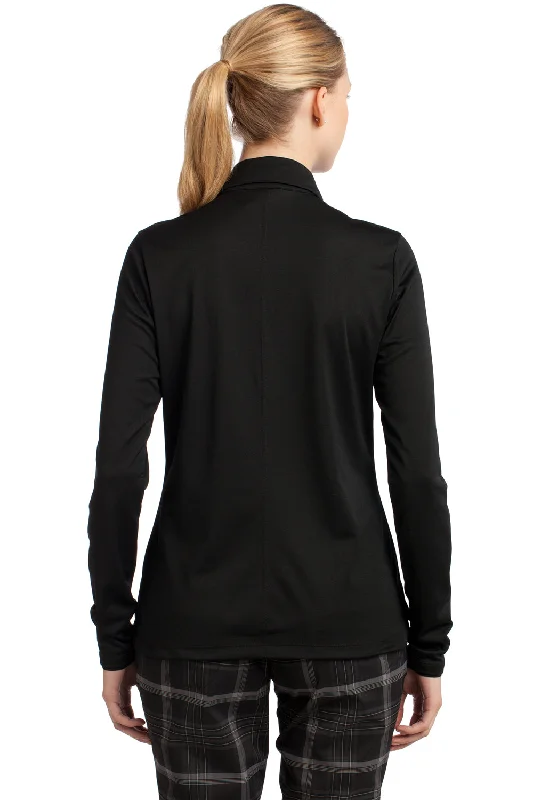 Nike Womens Stretch Tech Dri-Fit Moisture Wicking Long Sleeve Polo Shirt - Black