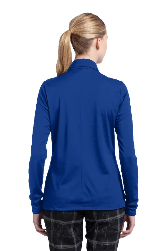 Nike Womens Stretch Tech Dri-Fit Moisture Wicking Long Sleeve Polo Shirt - Sapphire Blue