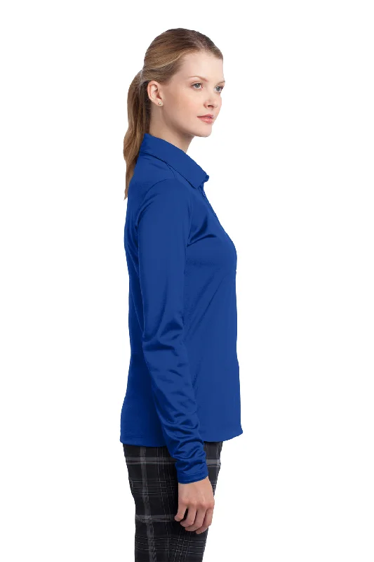 Nike Womens Stretch Tech Dri-Fit Moisture Wicking Long Sleeve Polo Shirt - Sapphire Blue