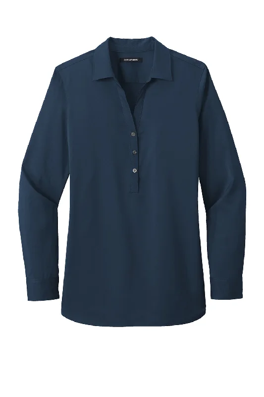 Port Authority Womens City Moisture Wicking Long Sleeve Polo Shirt - River Navy Blue