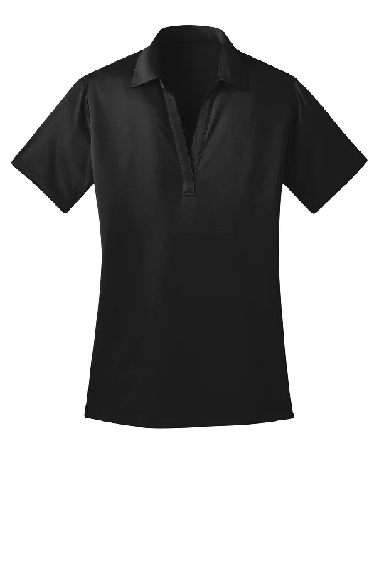 Port Authority Womens Silk Touch Performance Moisture Wicking Short Sleeve Polo Shirt - Black