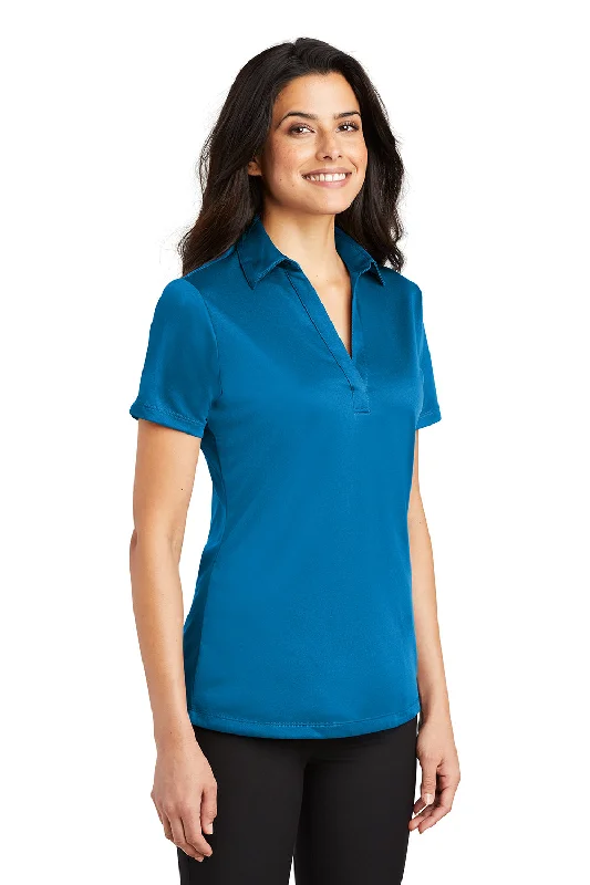 Port Authority Womens Silk Touch Performance Moisture Wicking Short Sleeve Polo Shirt - Brilliant Blue