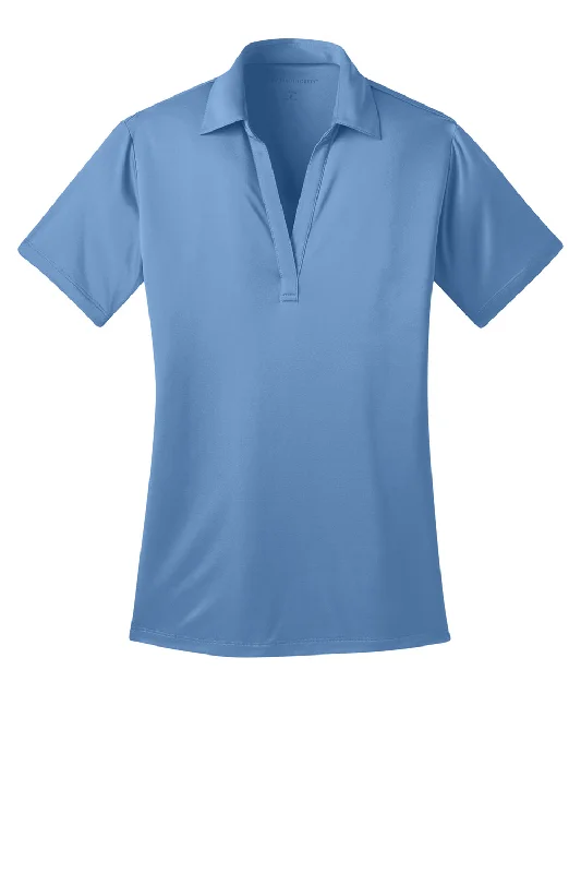 Port Authority Womens Silk Touch Performance Moisture Wicking Short Sleeve Polo Shirt - Carolina Blue