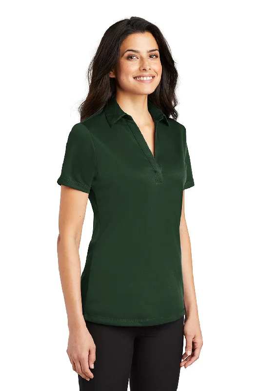 Port Authority Womens Silk Touch Performance Moisture Wicking Short Sleeve Polo Shirt - Dark Green