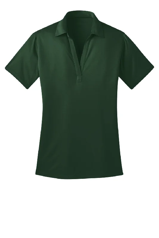 Port Authority Womens Silk Touch Performance Moisture Wicking Short Sleeve Polo Shirt - Dark Green