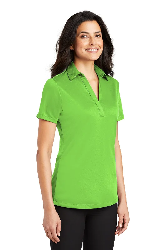 Port Authority Womens Silk Touch Performance Moisture Wicking Short Sleeve Polo Shirt - Lime Green