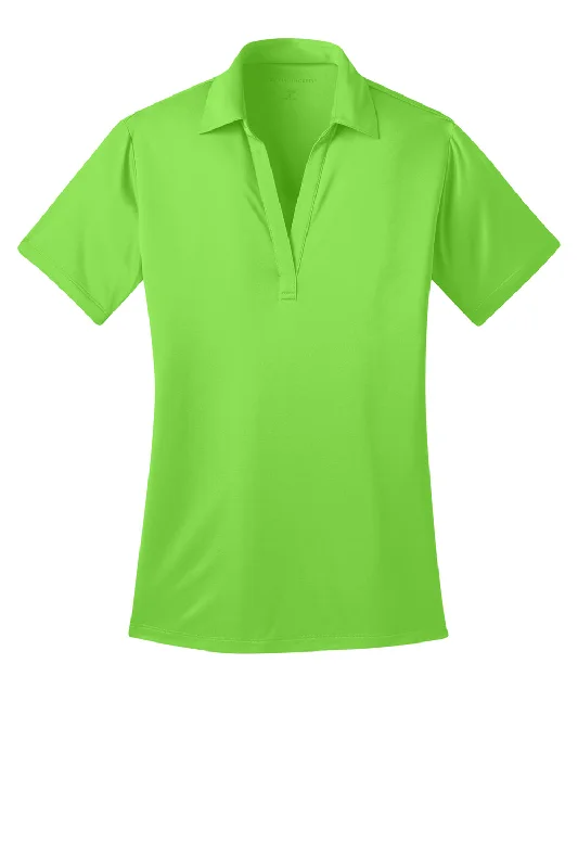 Port Authority Womens Silk Touch Performance Moisture Wicking Short Sleeve Polo Shirt - Lime Green