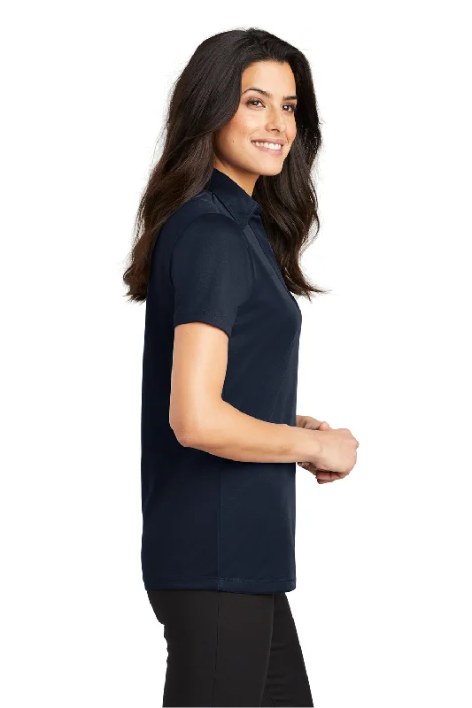 Port Authority Womens Silk Touch Performance Moisture Wicking Short Sleeve Polo Shirt - Navy Blue