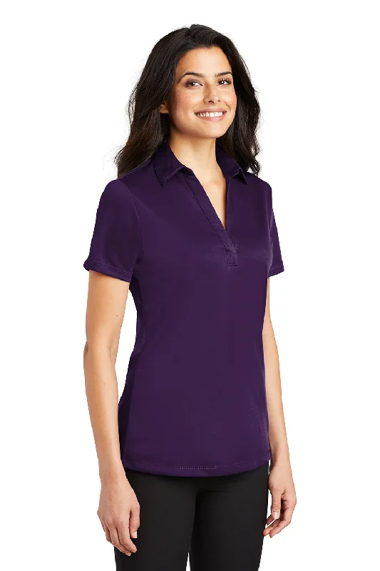 Port Authority Womens Silk Touch Performance Moisture Wicking Short Sleeve Polo Shirt - Bright Purple