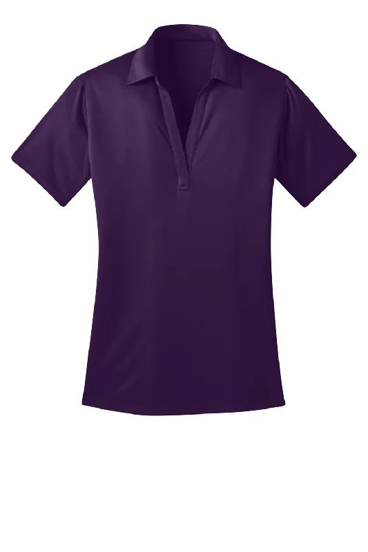 Port Authority Womens Silk Touch Performance Moisture Wicking Short Sleeve Polo Shirt - Bright Purple