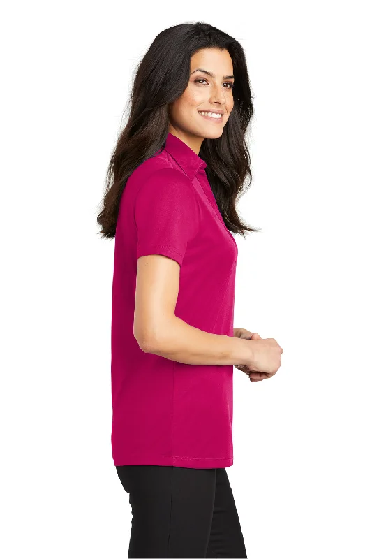 Port Authority Womens Silk Touch Performance Moisture Wicking Short Sleeve Polo Shirt - Raspberry Pink