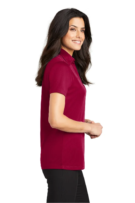 Port Authority Womens Silk Touch Performance Moisture Wicking Short Sleeve Polo Shirt - Red