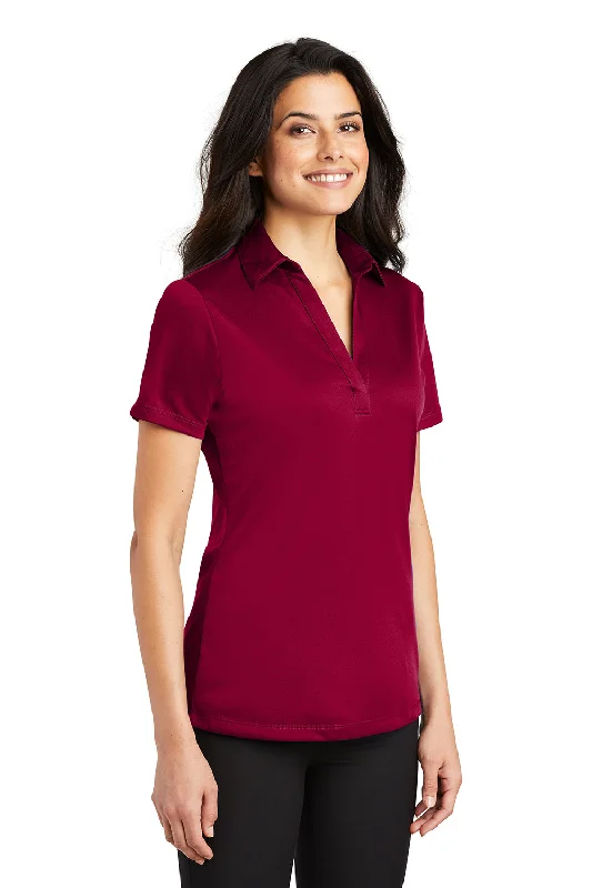 Port Authority Womens Silk Touch Performance Moisture Wicking Short Sleeve Polo Shirt - Red