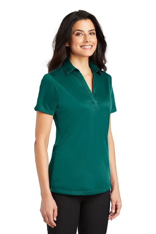 Port Authority Womens Silk Touch Performance Moisture Wicking Short Sleeve Polo Shirt - Teal Green