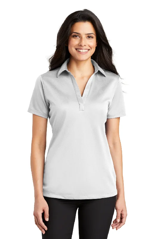 Port Authority Womens Silk Touch Performance Moisture Wicking Short Sleeve Polo Shirt - White