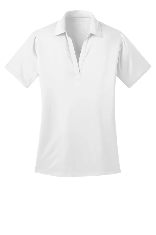 Port Authority Womens Silk Touch Performance Moisture Wicking Short Sleeve Polo Shirt - White