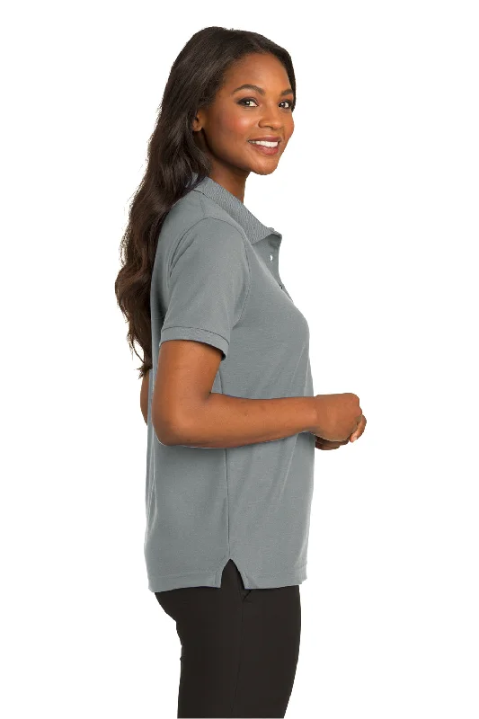 Port Authority Womens Silk Touch Wrinkle Resistant Short Sleeve Polo Shirt - Cool Grey