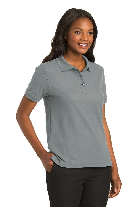 Port Authority Womens Silk Touch Wrinkle Resistant Short Sleeve Polo Shirt - Cool Grey