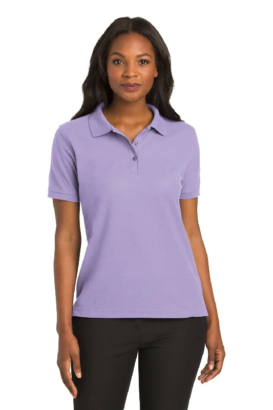 Port Authority Womens Silk Touch Wrinkle Resistant Short Sleeve Polo Shirt - Bright Lavender Purple