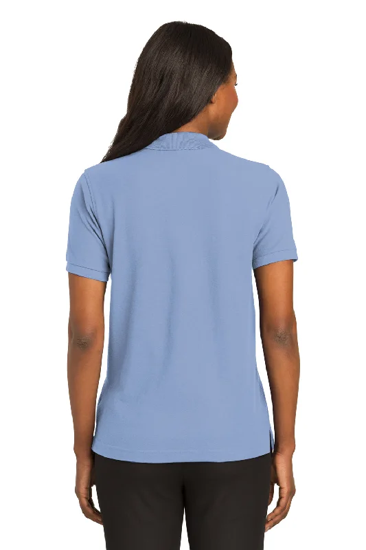 Port Authority Womens Silk Touch Wrinkle Resistant Short Sleeve Polo Shirt - Light Blue