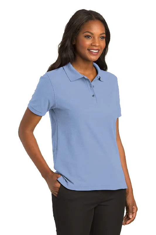 Port Authority Womens Silk Touch Wrinkle Resistant Short Sleeve Polo Shirt - Light Blue