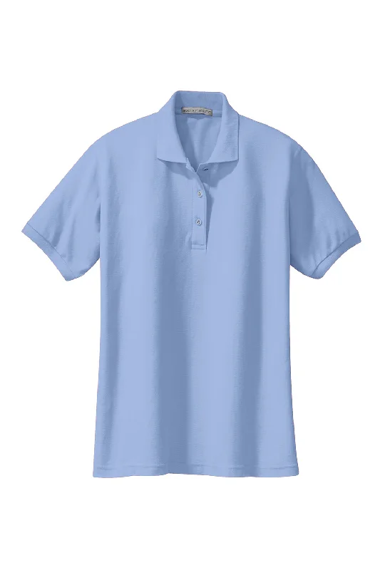 Port Authority Womens Silk Touch Wrinkle Resistant Short Sleeve Polo Shirt - Light Blue