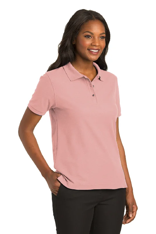 Port Authority Womens Silk Touch Wrinkle Resistant Short Sleeve Polo Shirt - Light Pink