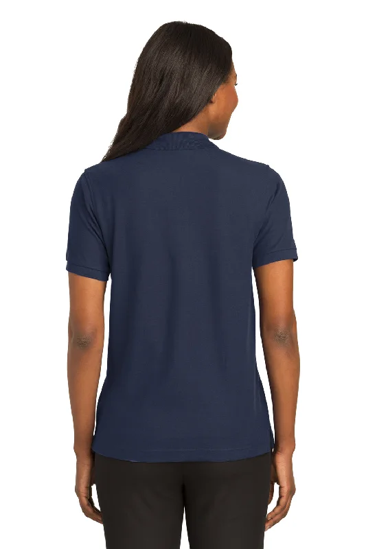 Port Authority Womens Silk Touch Wrinkle Resistant Short Sleeve Polo Shirt - Navy Blue