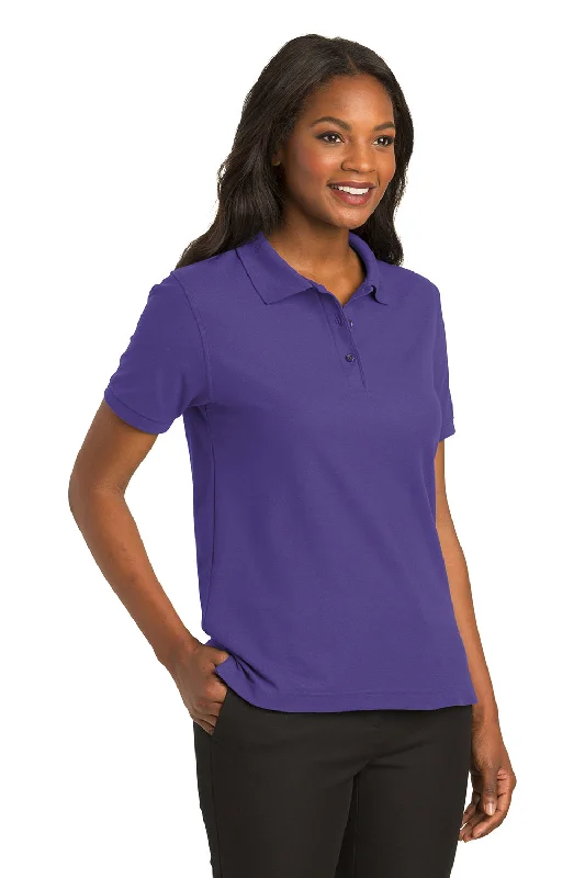 Port Authority Womens Silk Touch Wrinkle Resistant Short Sleeve Polo Shirt - Purple