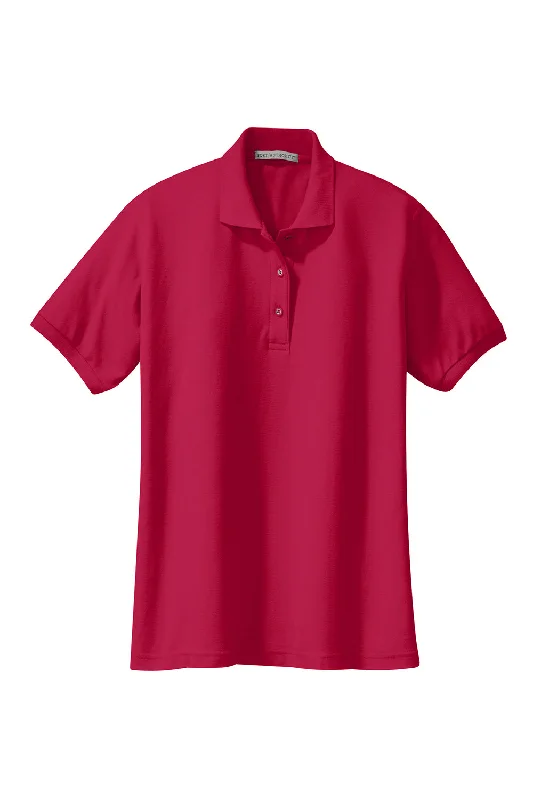 Port Authority Womens Silk Touch Wrinkle Resistant Short Sleeve Polo Shirt - Red