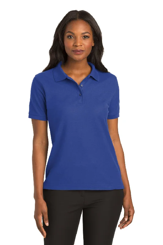 Port Authority Womens Silk Touch Wrinkle Resistant Short Sleeve Polo Shirt - Royal Blue