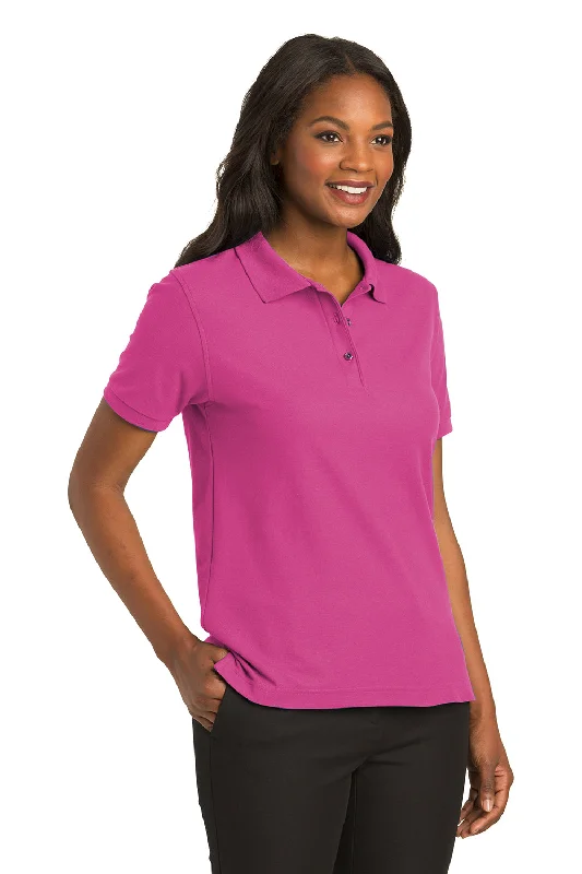 Port Authority Womens Silk Touch Wrinkle Resistant Short Sleeve Polo Shirt - Tropical Pink