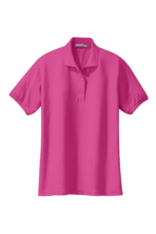 Port Authority Womens Silk Touch Wrinkle Resistant Short Sleeve Polo Shirt - Tropical Pink