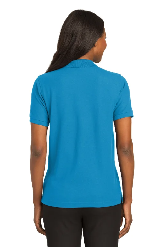 Port Authority Womens Silk Touch Wrinkle Resistant Short Sleeve Polo Shirt - Turquoise Blue