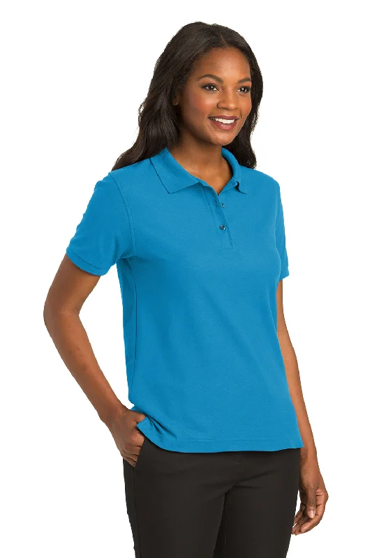 Port Authority Womens Silk Touch Wrinkle Resistant Short Sleeve Polo Shirt - Turquoise Blue