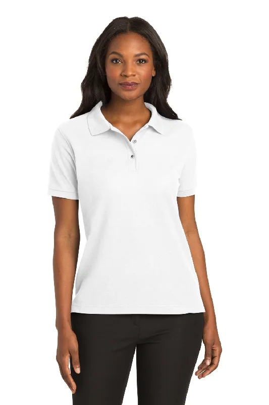 Port Authority Womens Silk Touch Wrinkle Resistant Short Sleeve Polo Shirt - White