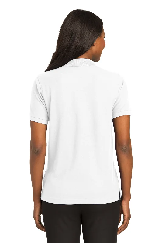 Port Authority Womens Silk Touch Wrinkle Resistant Short Sleeve Polo Shirt - White