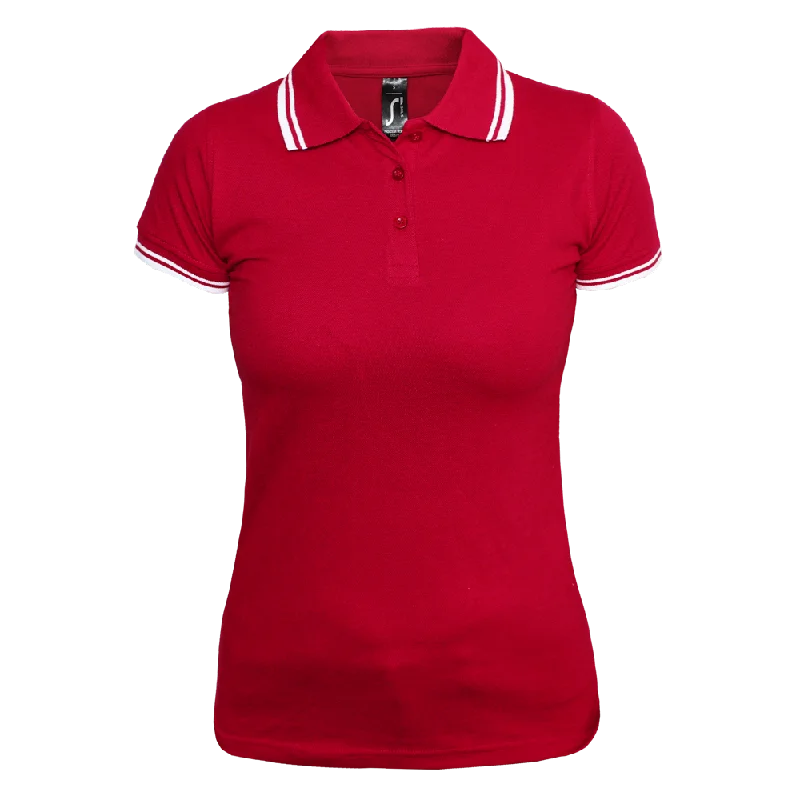 Sols ""Pasadena"" Girly Contrast Polo (rot/weiß)