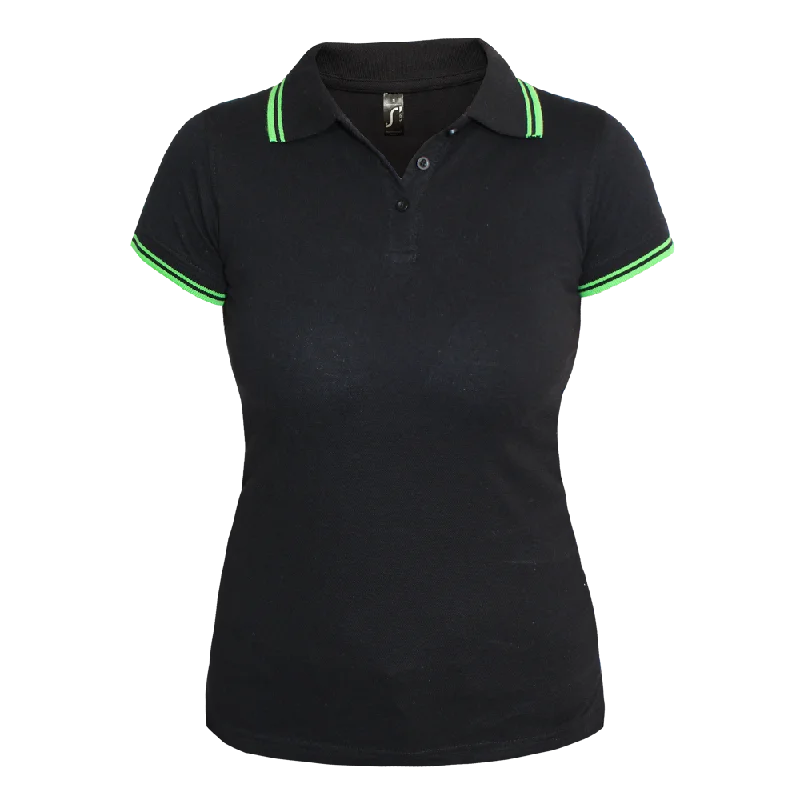 Sols ""Pasadena"" Girly Contrast Polo (schwarz/grün)