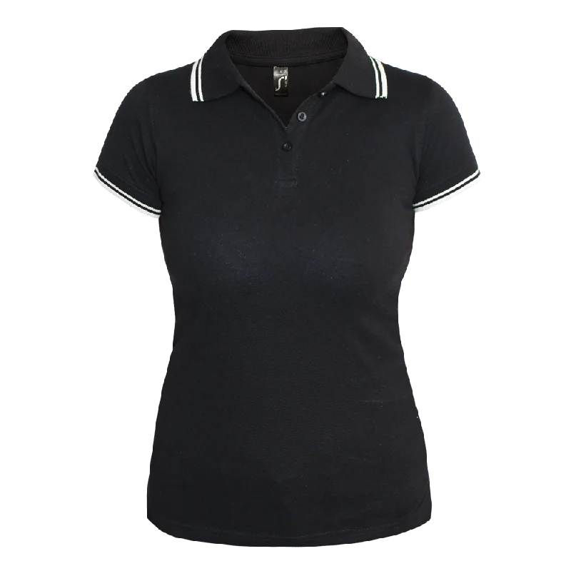 Sols ""Pasadena"" Girly Contrast Polo (schwarz/weiß)